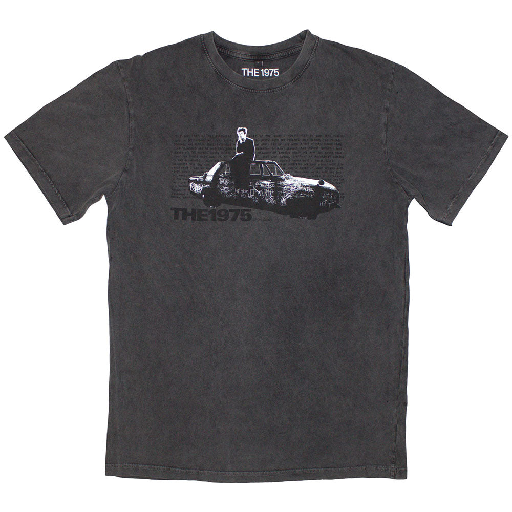 The 1975 Unisex Stone Wash T-Shirt Car Photo - Charcoal Grey