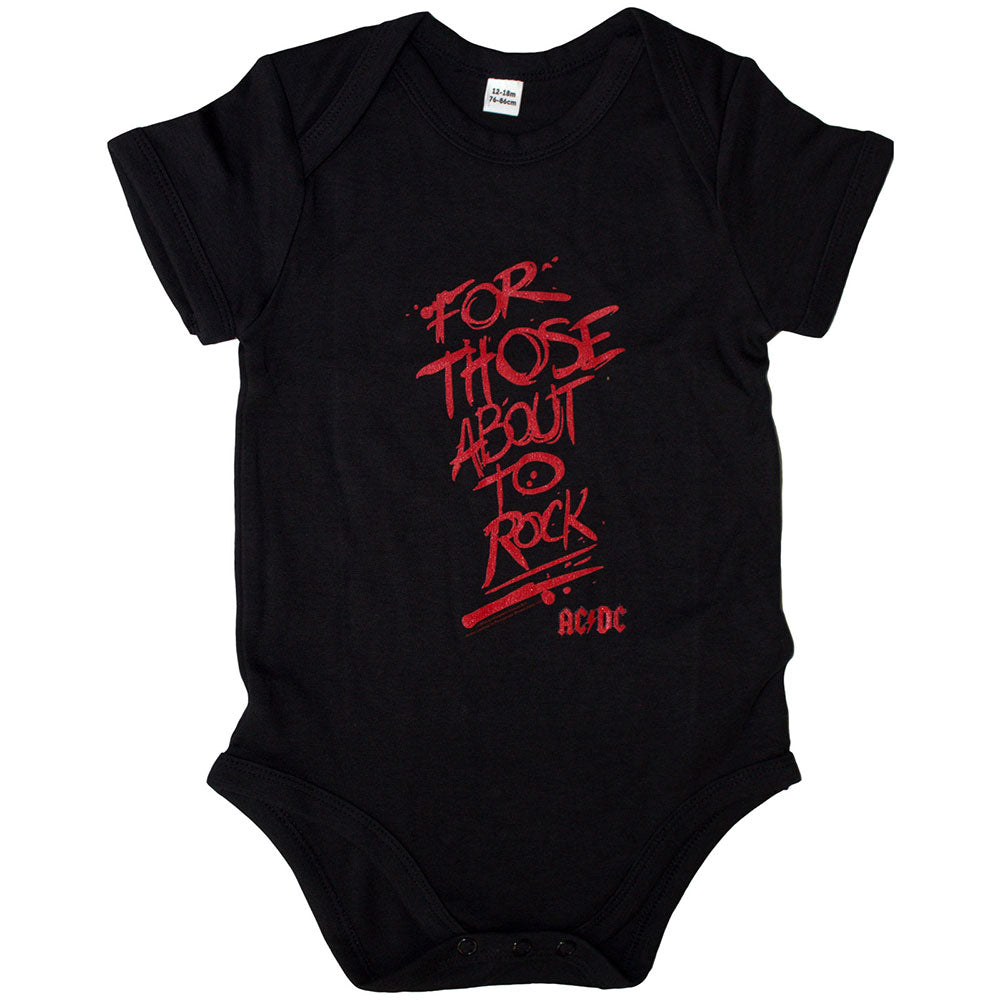 AC/DC Kids Baby Grow For Those About To Rock - Black