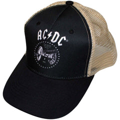 AC/DC Unisex Mesh Back Cap For Those About To Rock - Black & Sand