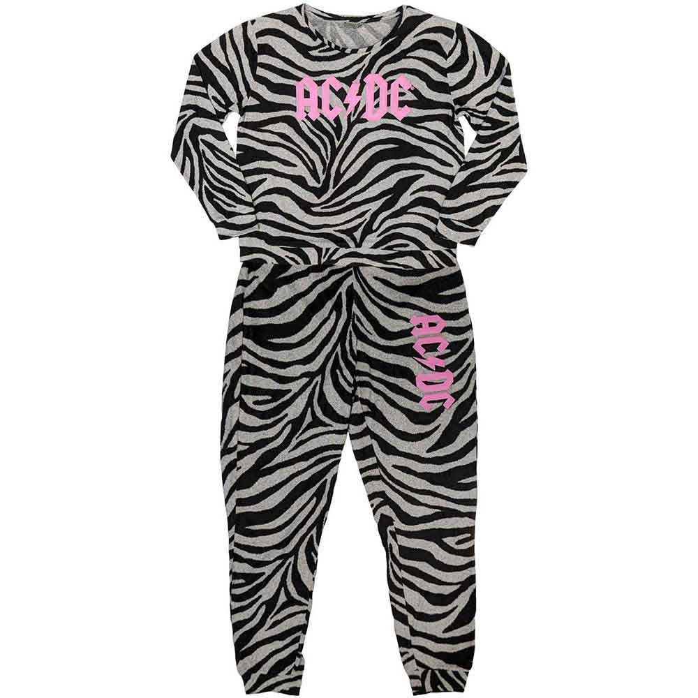 AC/DC Ladies Pyjamas Logo - Black & White