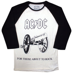 AC/DC Unisex Raglan T-Shirt For Those About To Rock - Black & White