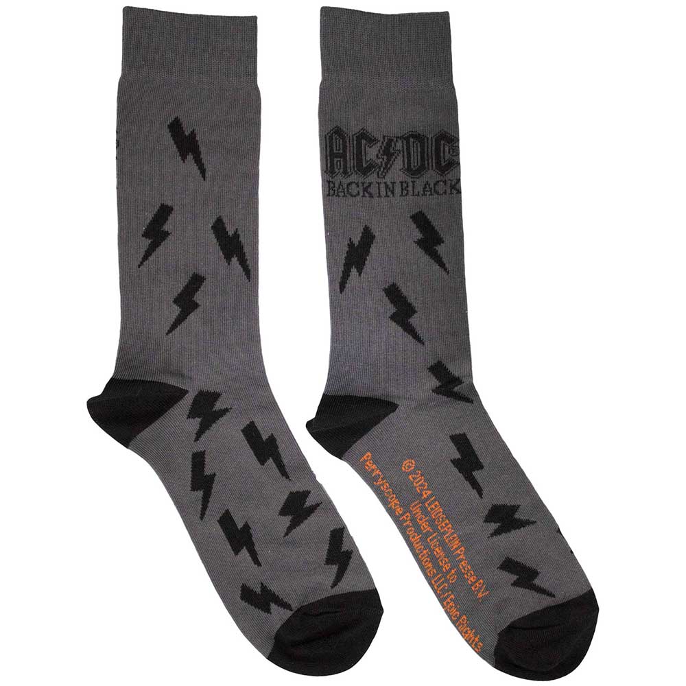 AC/DC Unisex Ankle Socks Back in Black Bolts - Charcoal Grey