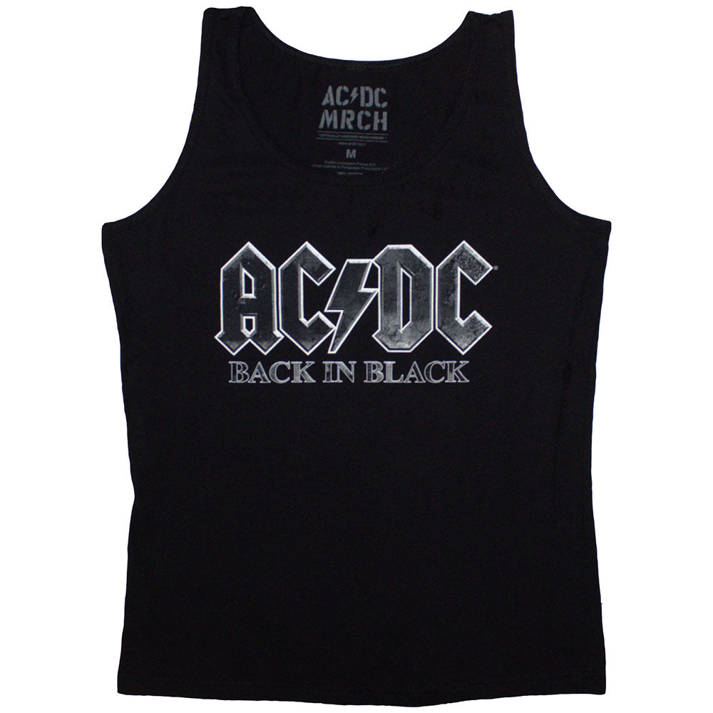 AC/DC Ladies Vest T-Shirt Back In Black - Black