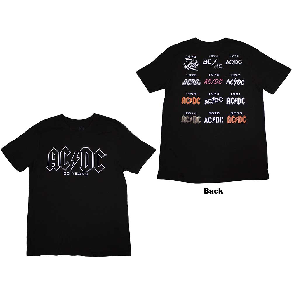 AC/DC Unisex T-Shirt Logo History - Black