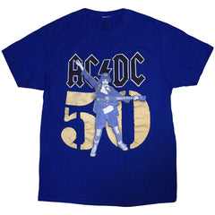 AC/DC Unisex T-Shirt Gold Fifty - Blue