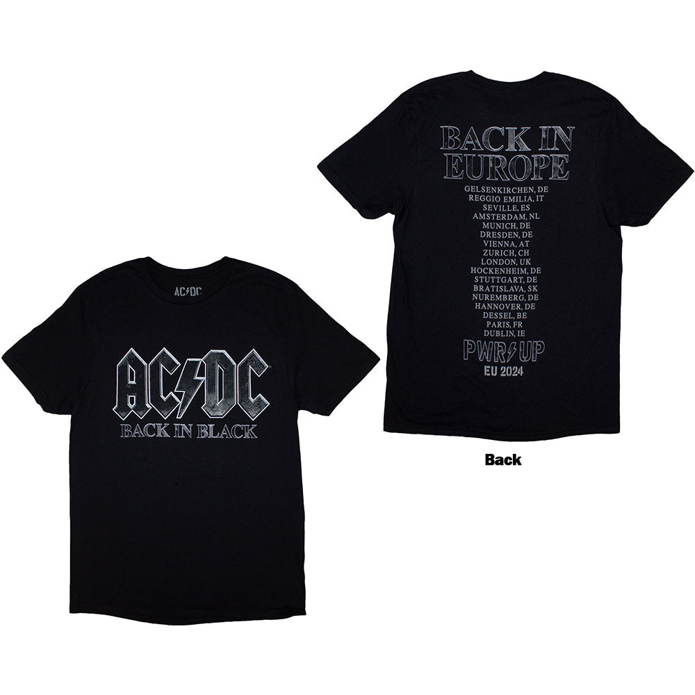 AC/DC Unisex T-Shirt Back In Black PWR-UP EU Tour '24 - Black