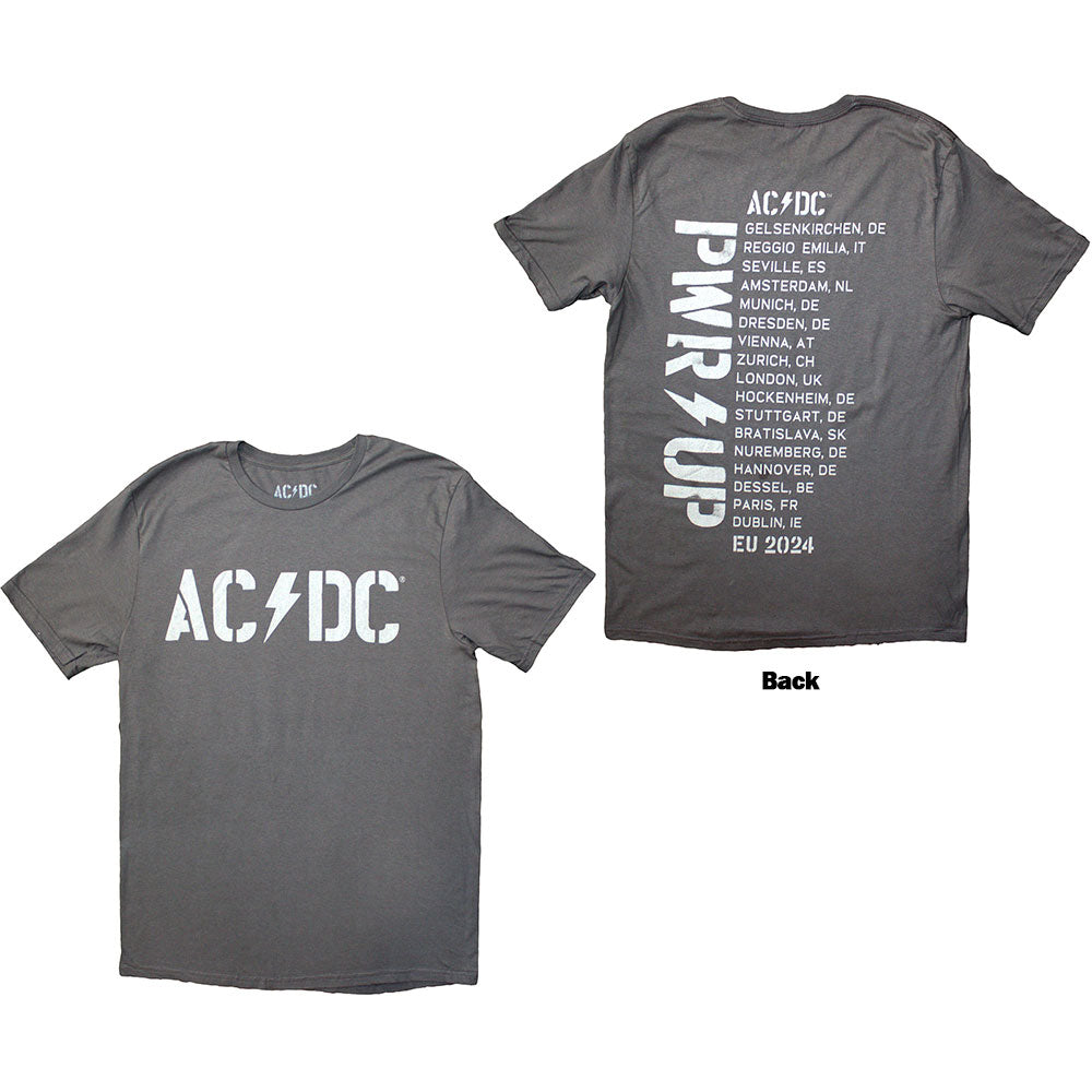 AC/DC Unisex T-Shirt Logo PWR-UP EU Tour '24 - Grey