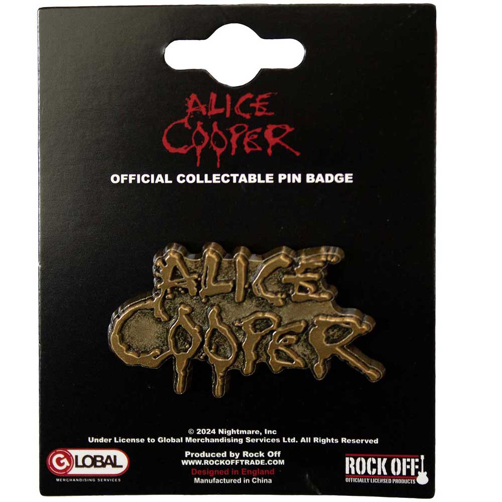 Alice Cooper Pin Badge Dripping Logo Gold