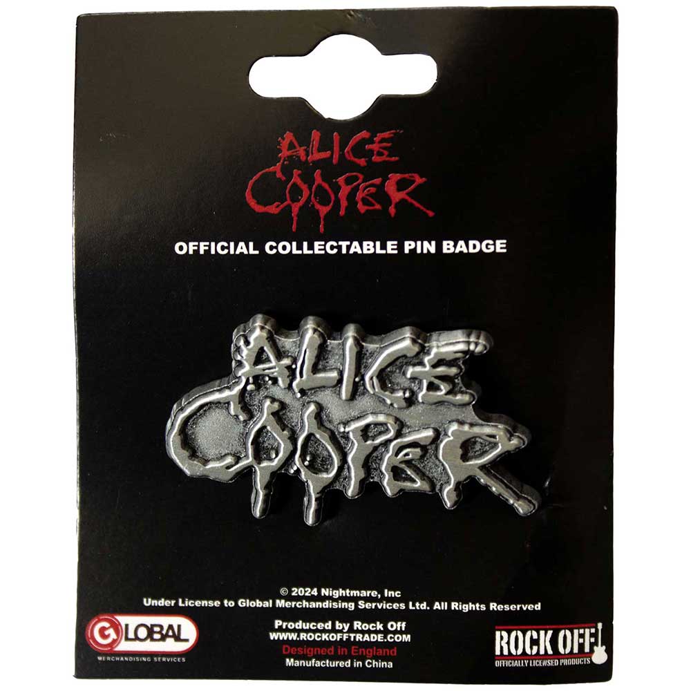 Alice Cooper Pin Badge Dripping Logo Silver