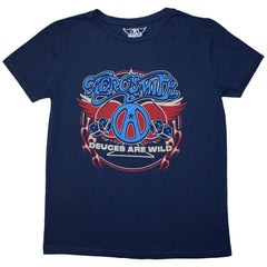 Aerosmith Ladies T-Shirt Rainbow Spade - Denim Blue