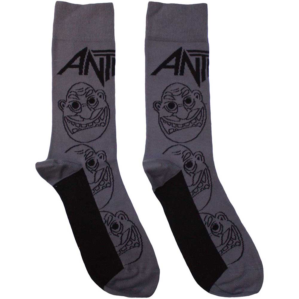 Anthrax Unisex Ankle Socks Faces Pattern Mono - Charcoal Grey
