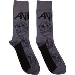 Anthrax Unisex Ankle Socks Faces Pattern Mono - Charcoal Grey