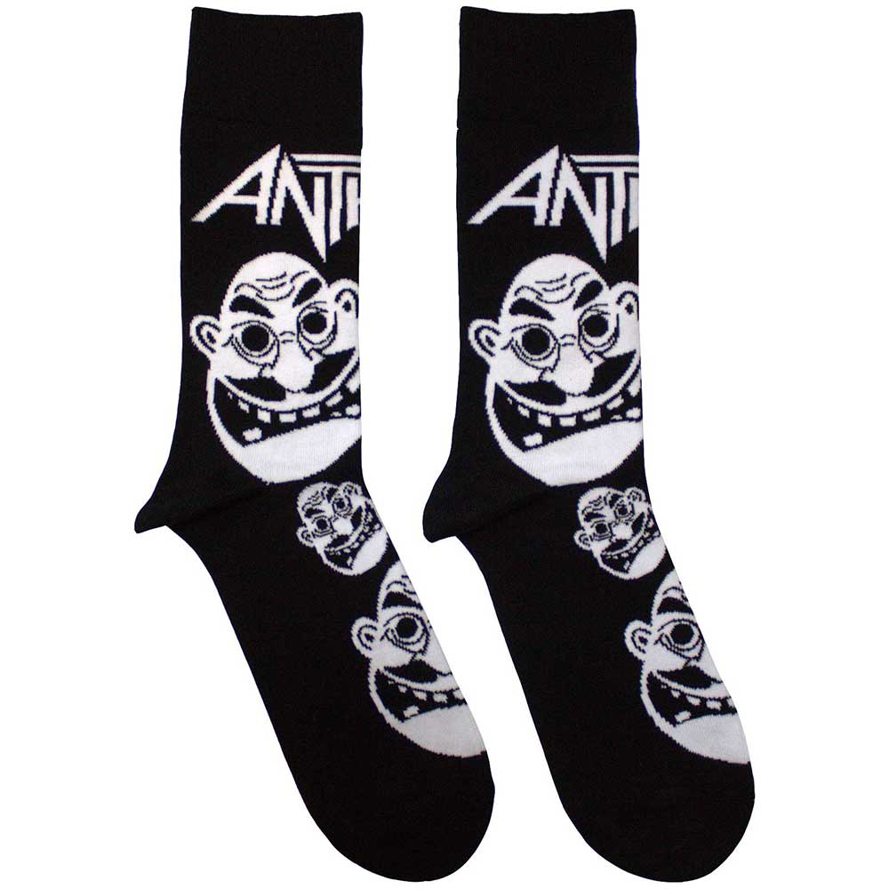 Anthrax Unisex Ankle Socks Faces Pattern B&W - Black