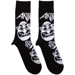 Anthrax Unisex Ankle Socks Faces Pattern B&W - Black