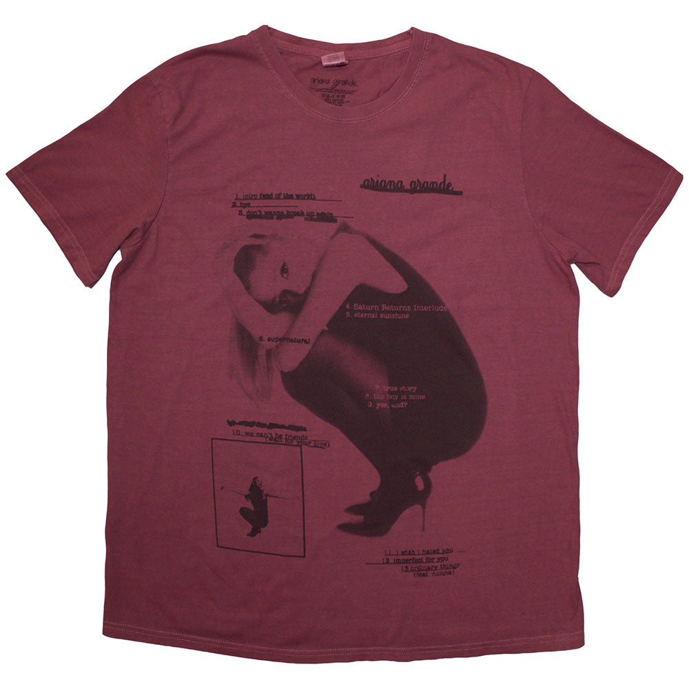 Ariana Grande Unisex T-Shirt Eternal Sunshine Tracklist - Red Wash