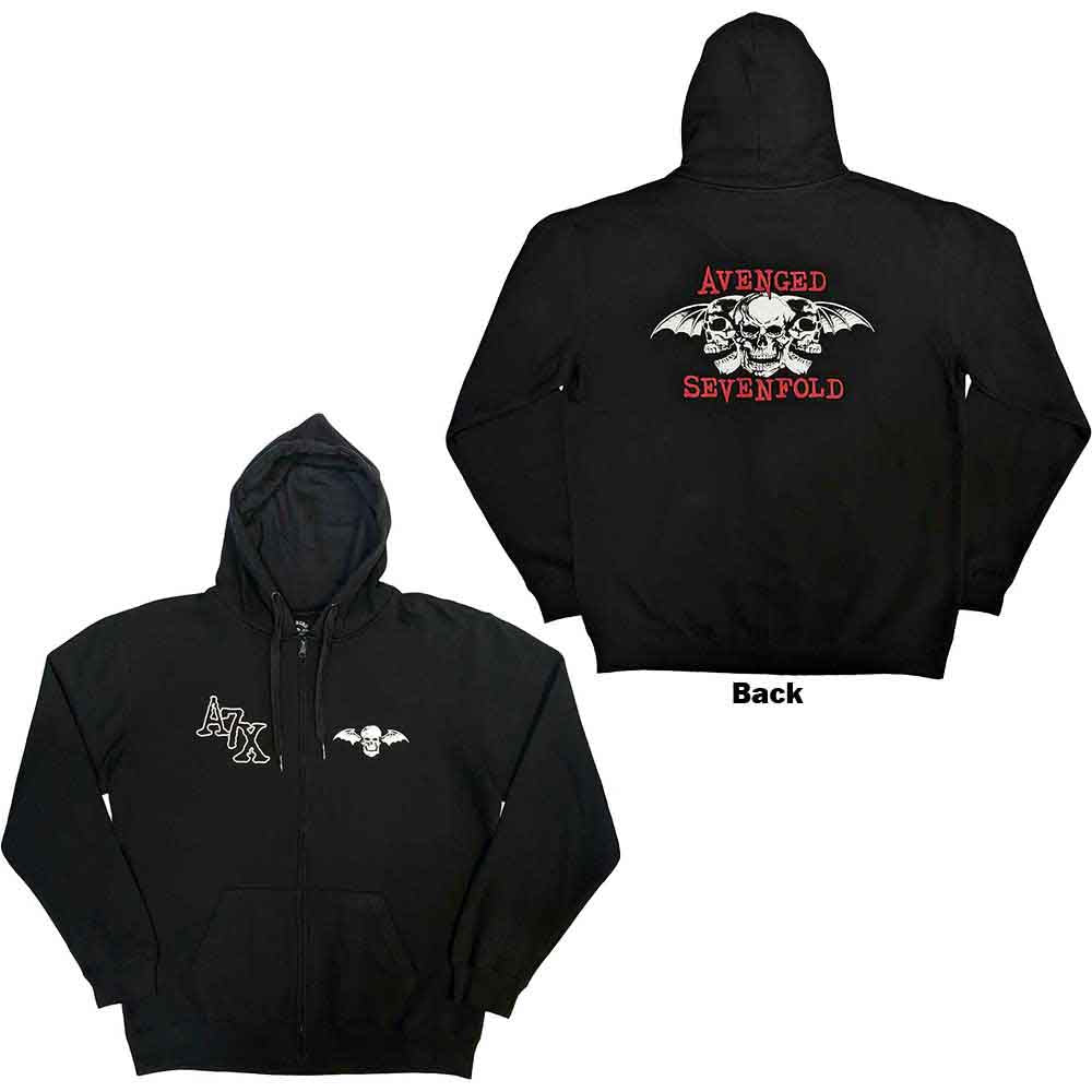 Avenged Sevenfold Unisex Zipped Hoodie Dead Head - Black