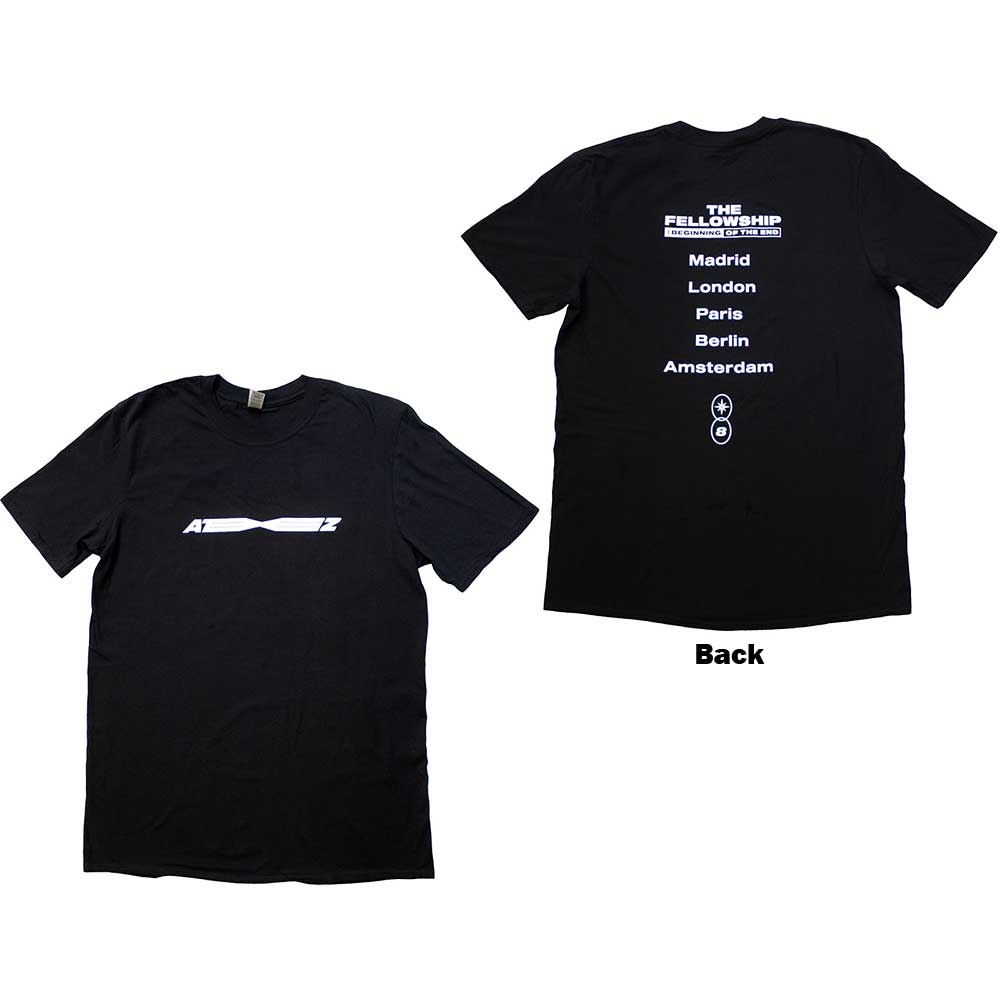ATEEZ Unisex T-Shirt Fellowship Tour Euro Logo - Black