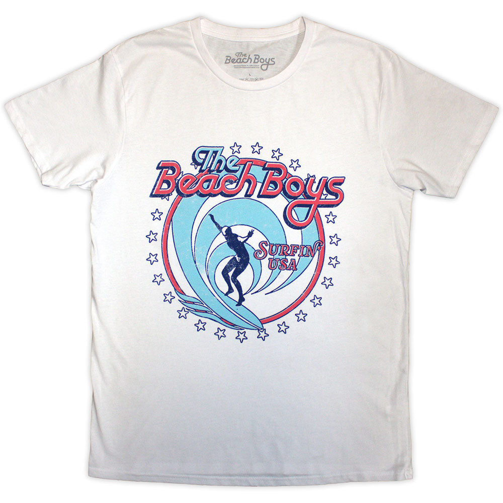 The Beach Boys Unisex T-Shirt Surfin' USA Circle - White