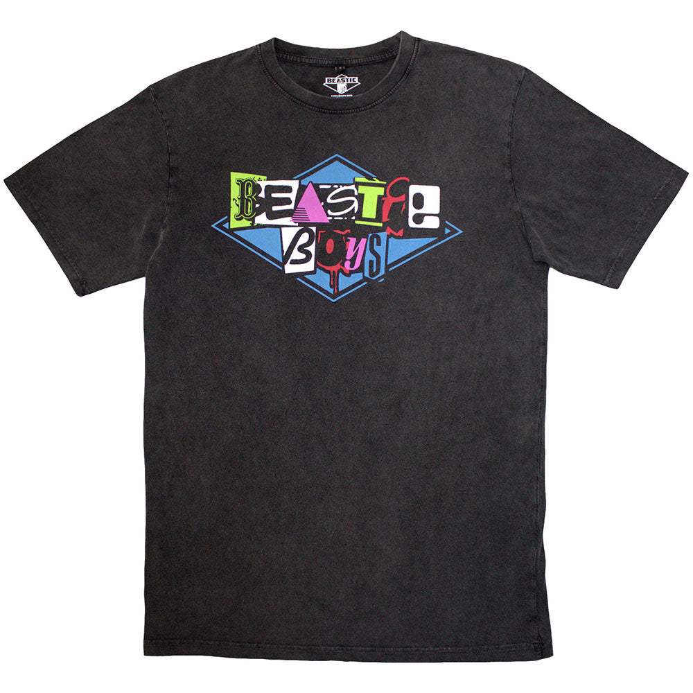 The Beastie Boys Unisex Stone Wash T-Shirt Multicolour Logo - Charcoal Grey