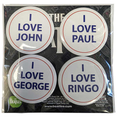 The Beatles Button Badge Pack I Love 4 Pack Large