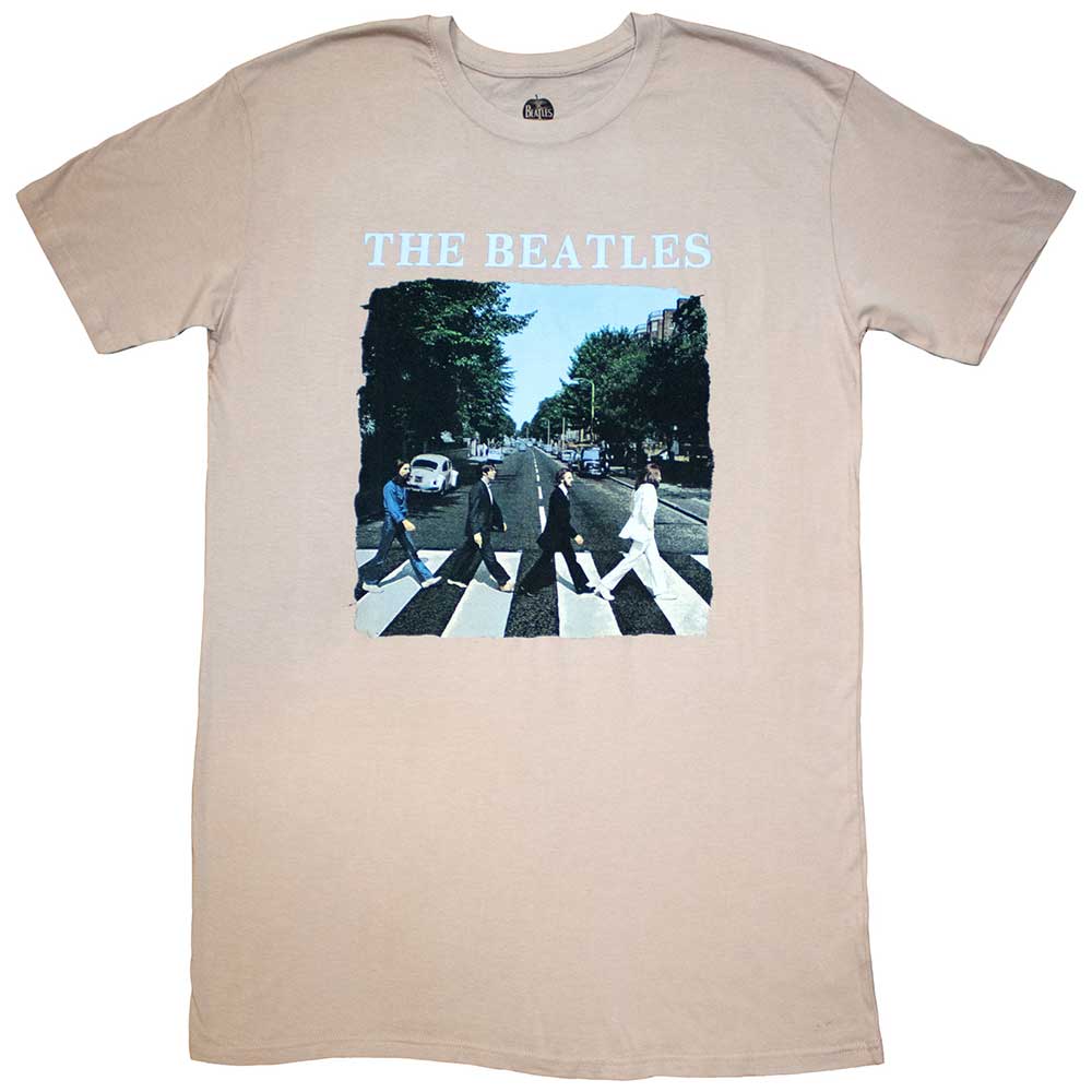 The Beatles Ladies T-Shirt Dress Abbey Road & Logo - Sand