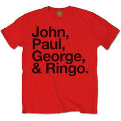 The Beatles Unisex T-Shirt John, Paul, George & Ringo - Red