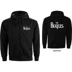 The Beatles Unisex Zipped Hoodie Drop T Logo - Black