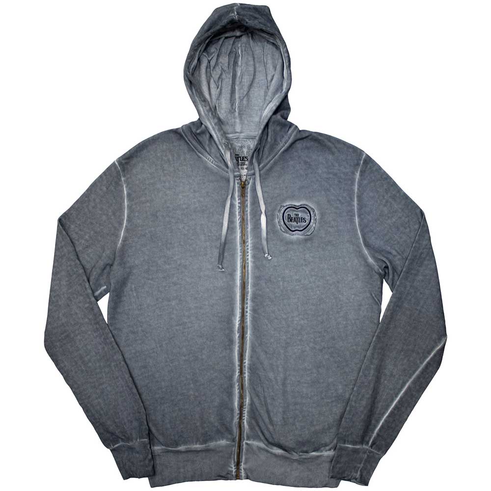 The Beatles Unisex Zipped Hoodie Apple Logo Stone Wash - Blue