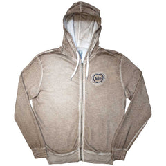 The Beatles Unisex Zipped Hoodie Apple Logo Stone Wash - Grey