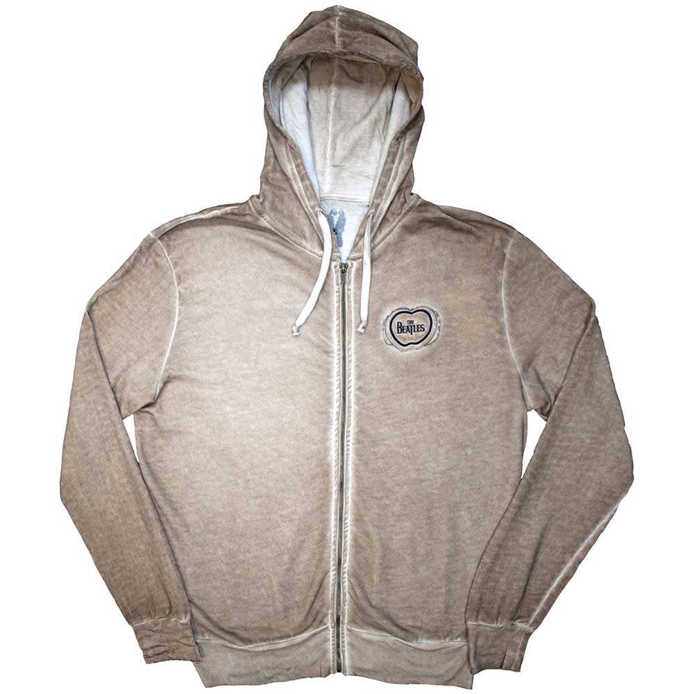 The Beatles Unisex Zipped Hoodie Apple Logo Stone Wash - Sand