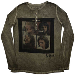 The Beatles Unisex Long Sleeve T-Shirt Let It Be Stone Wash - Khaki Green