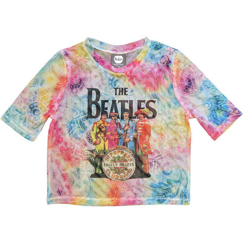 The Beatles Ladies Crop Top Sgt Pepper - White