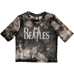 The Beatles Ladies Crop Top Drop T Logo - Black