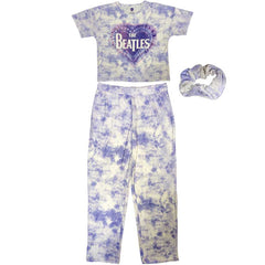 The Beatles Ladies Pyjamas Heart & Drop T Logo - White