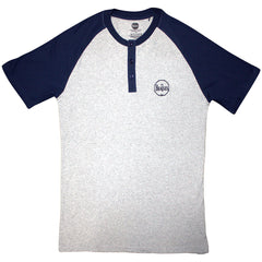 The Beatles Unisex Raglan T-Shirt Mini Drum Logo - Grey & Navy Blue