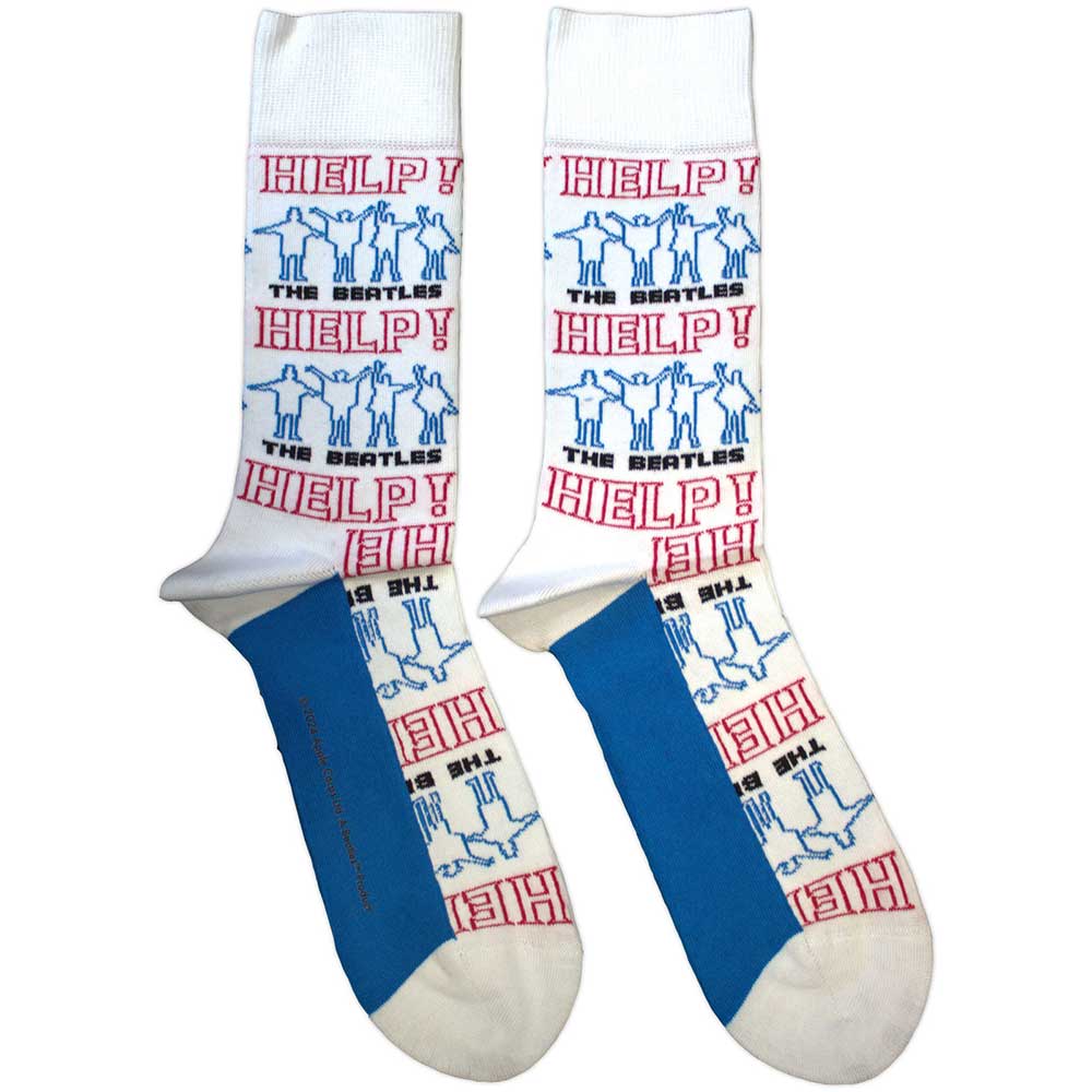 The Beatles Unisex Ankle Socks Help! Outlines Repeat - White