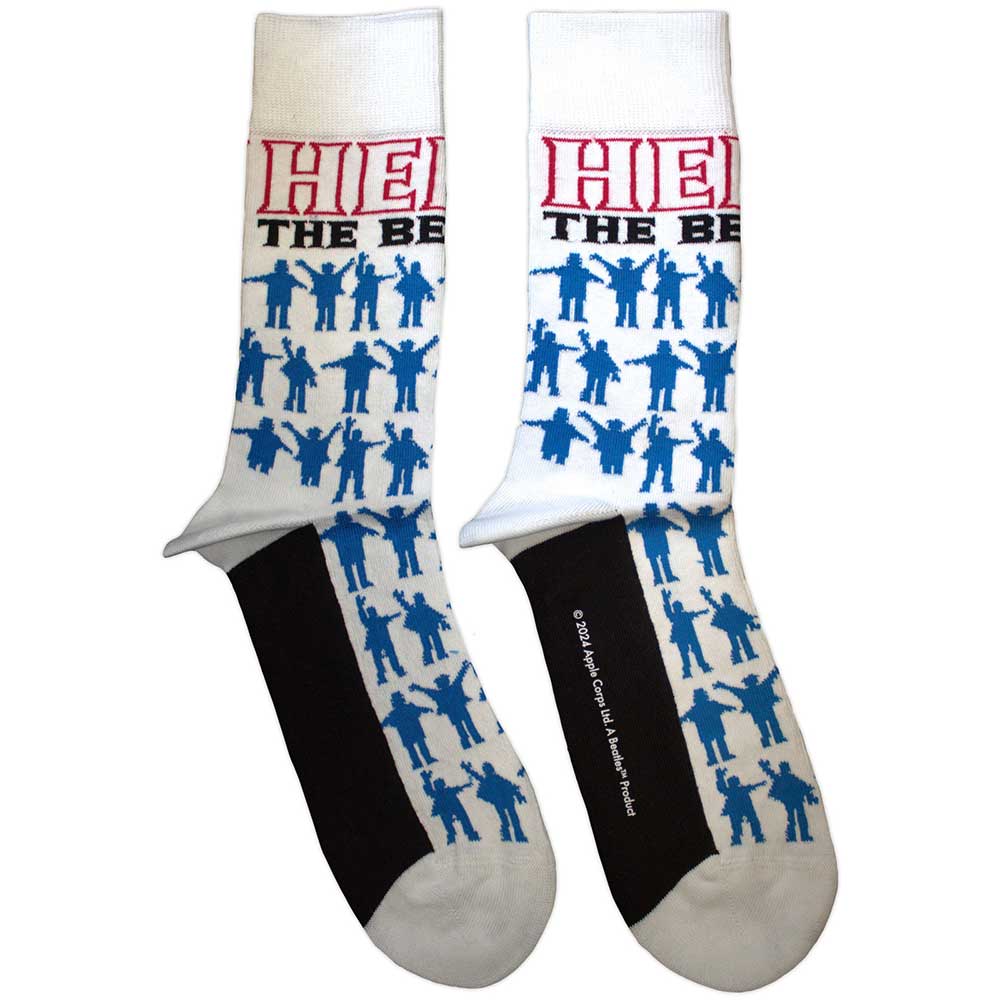 The Beatles Unisex Ankle Socks Help Silhouettes Repeat - White
