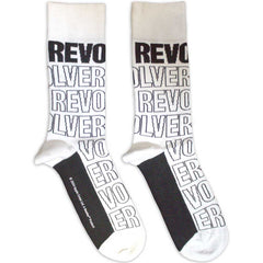 The Beatles Unisex Ankle Socks Revolver Text Outlines Repeat - White