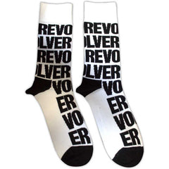 The Beatles Unisex Ankle Socks Revolver Text Repeat - White