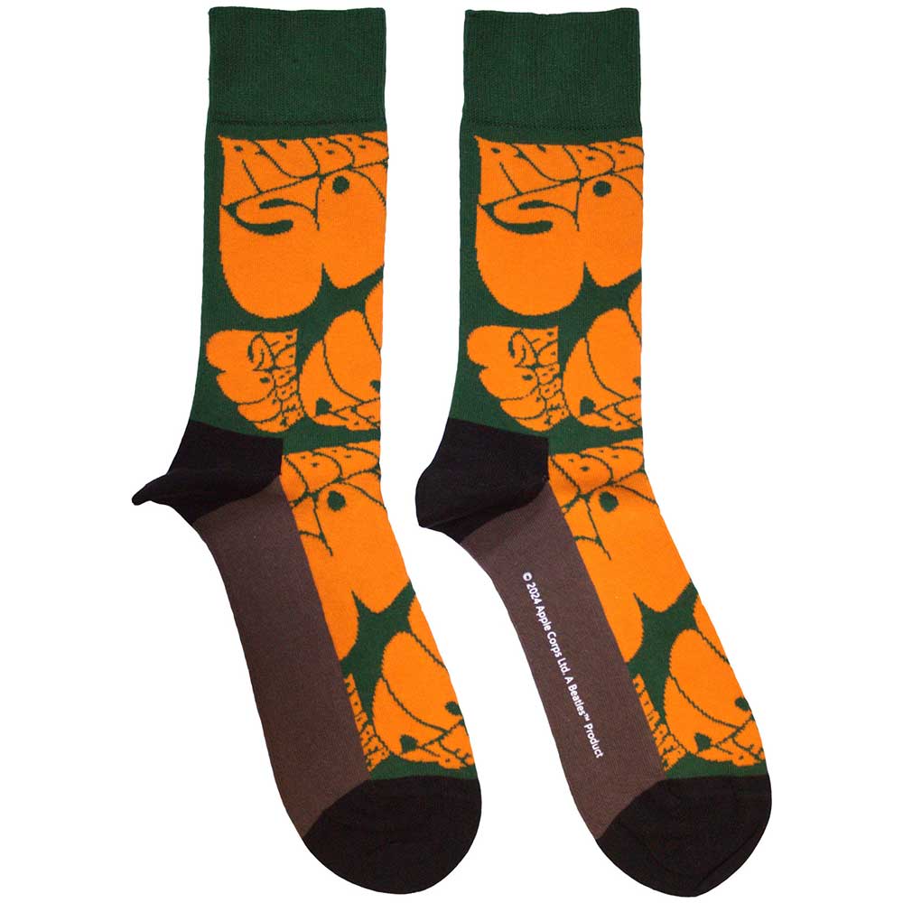 The Beatles Unisex Ankle Socks Rubber Soul Text Repeat - Green