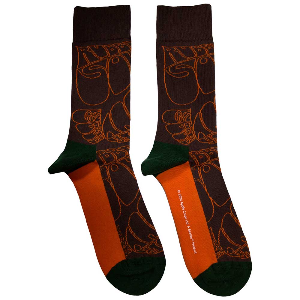 The Beatles Unisex Ankle Socks Rubber Soul Text Outlines Repeat - Brown