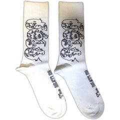 The Beatles Unisex Ankle Socks White Album Faces Outlines - White