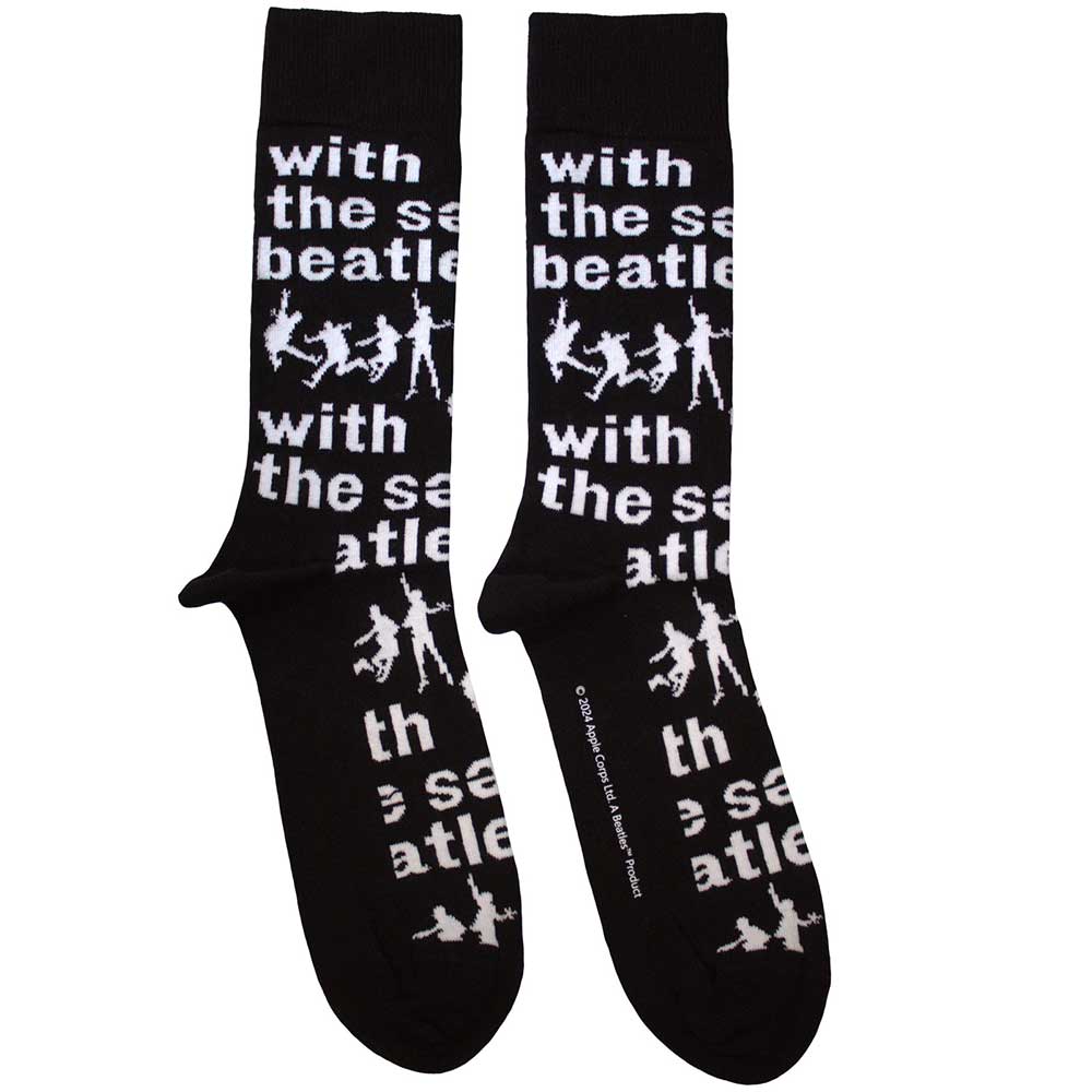 The Beatles Unisex Ankle Socks With The Beatles Silhouettes Repeat - Black