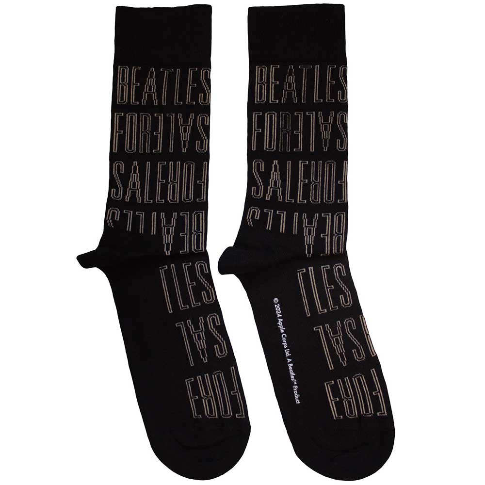 The Beatles Unisex Ankle Socks For Sale Text Outlines Repeat - Black