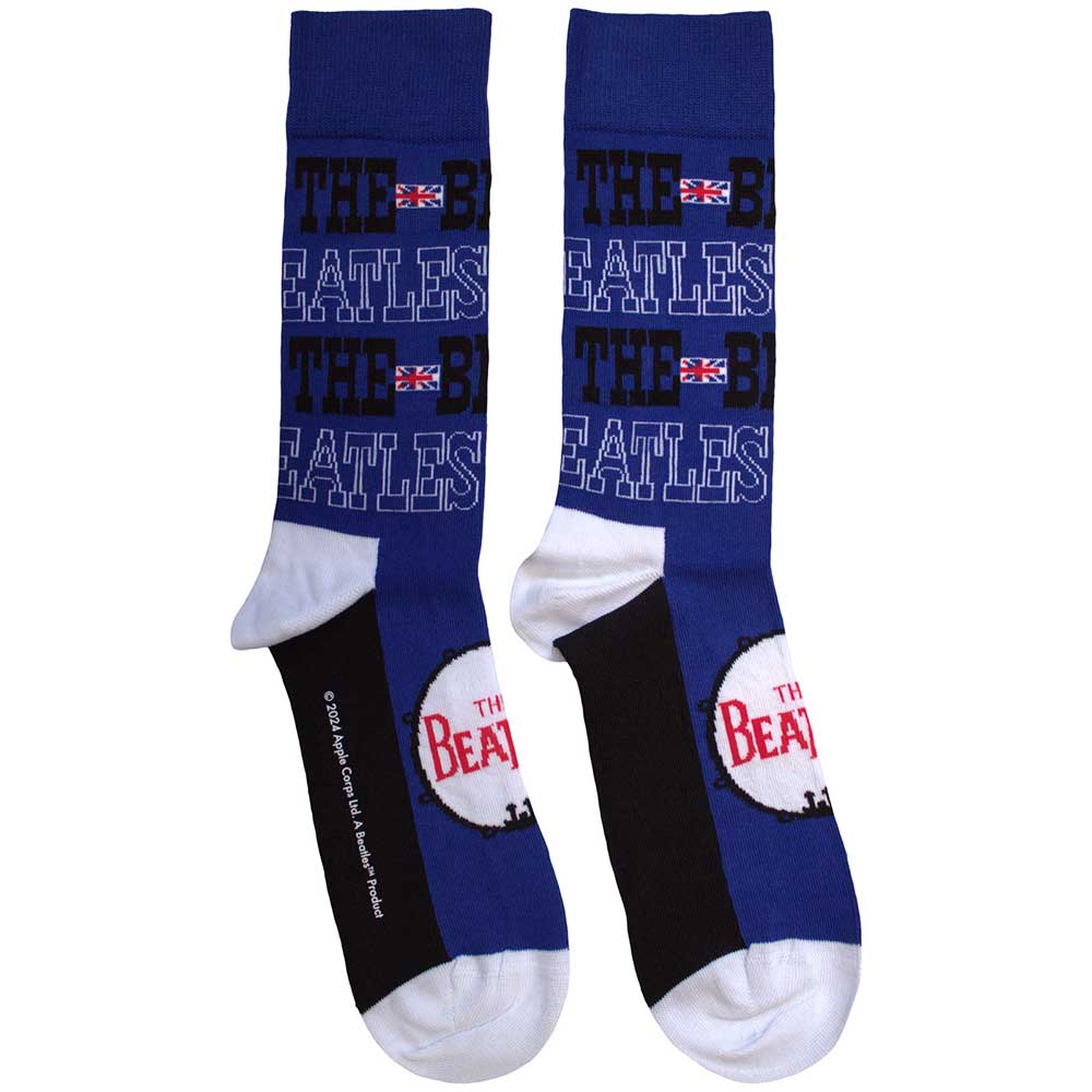 The Beatles Unisex Ankle Socks Budokan Poster & Drum Logo - Blue