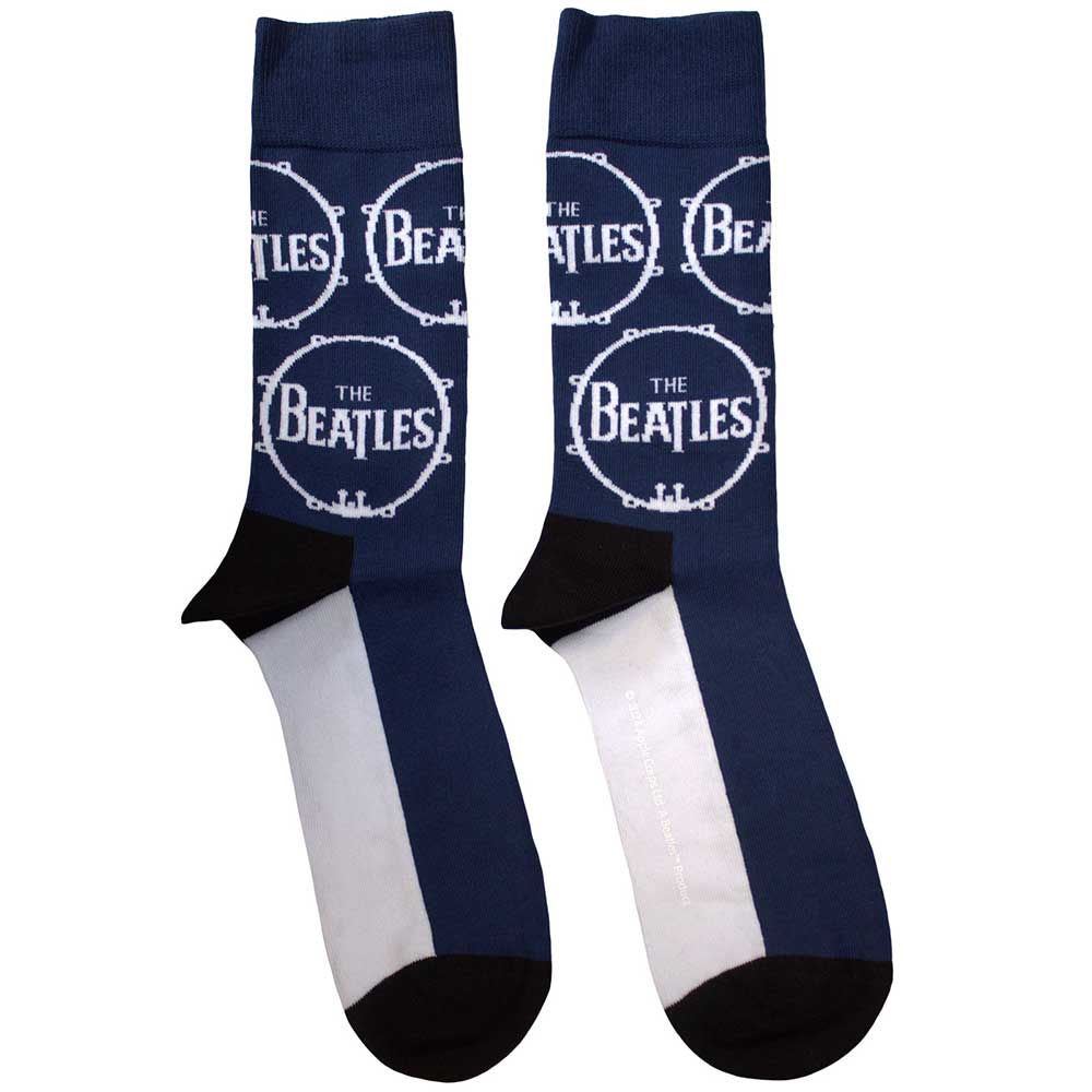 The Beatles Unisex Ankle Socks Drum Logo Repeat - Navy Blue