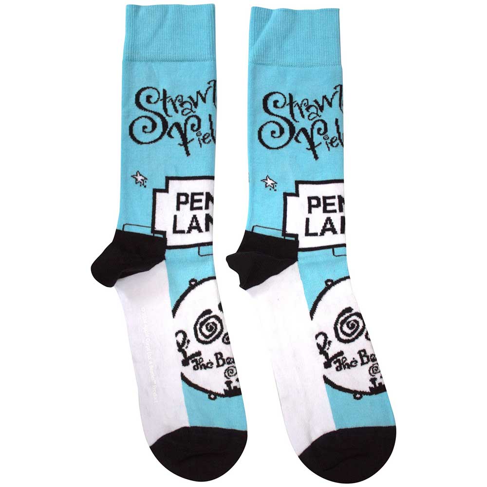 The Beatles Unisex Ankle Socks Strawberry Fields/Penny Lane - Light Blue