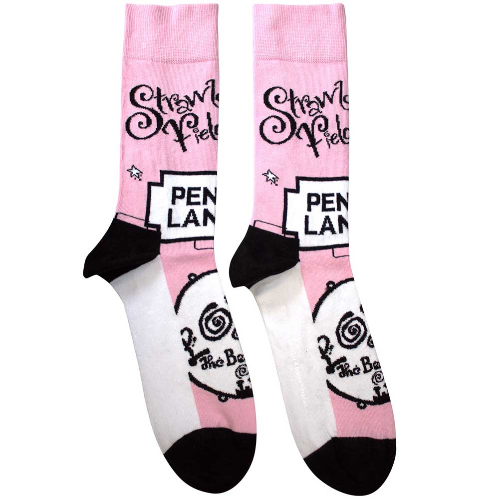 The Beatles Unisex Ankle Socks Strawberry Fields/Penny Lane - Pink