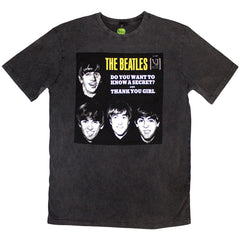 The Beatles Unisex Stone Wash T-Shirt VJ Secret Sleeve - Charcoal Grey