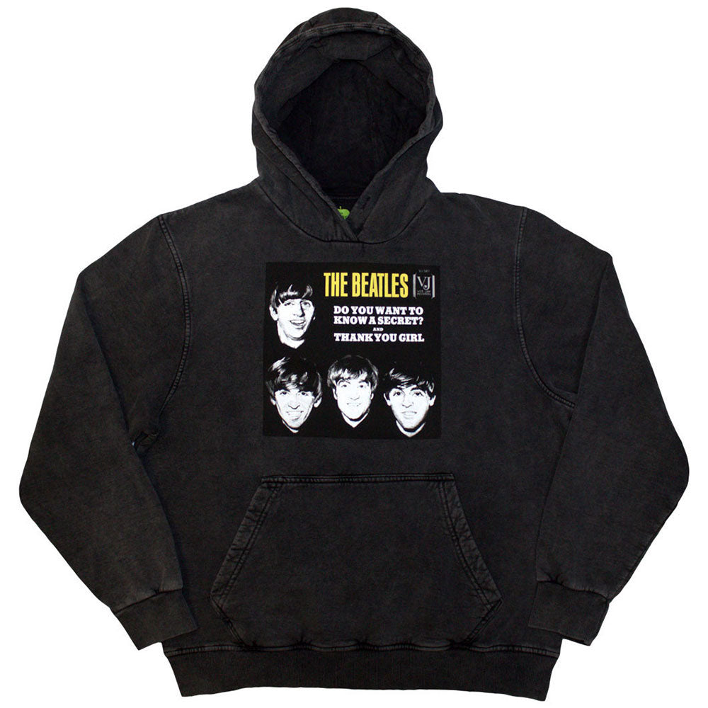 The Beatles Unisex Stone Wash Pullover Hoodie VJ Secret Sleeve - Charcoal Grey